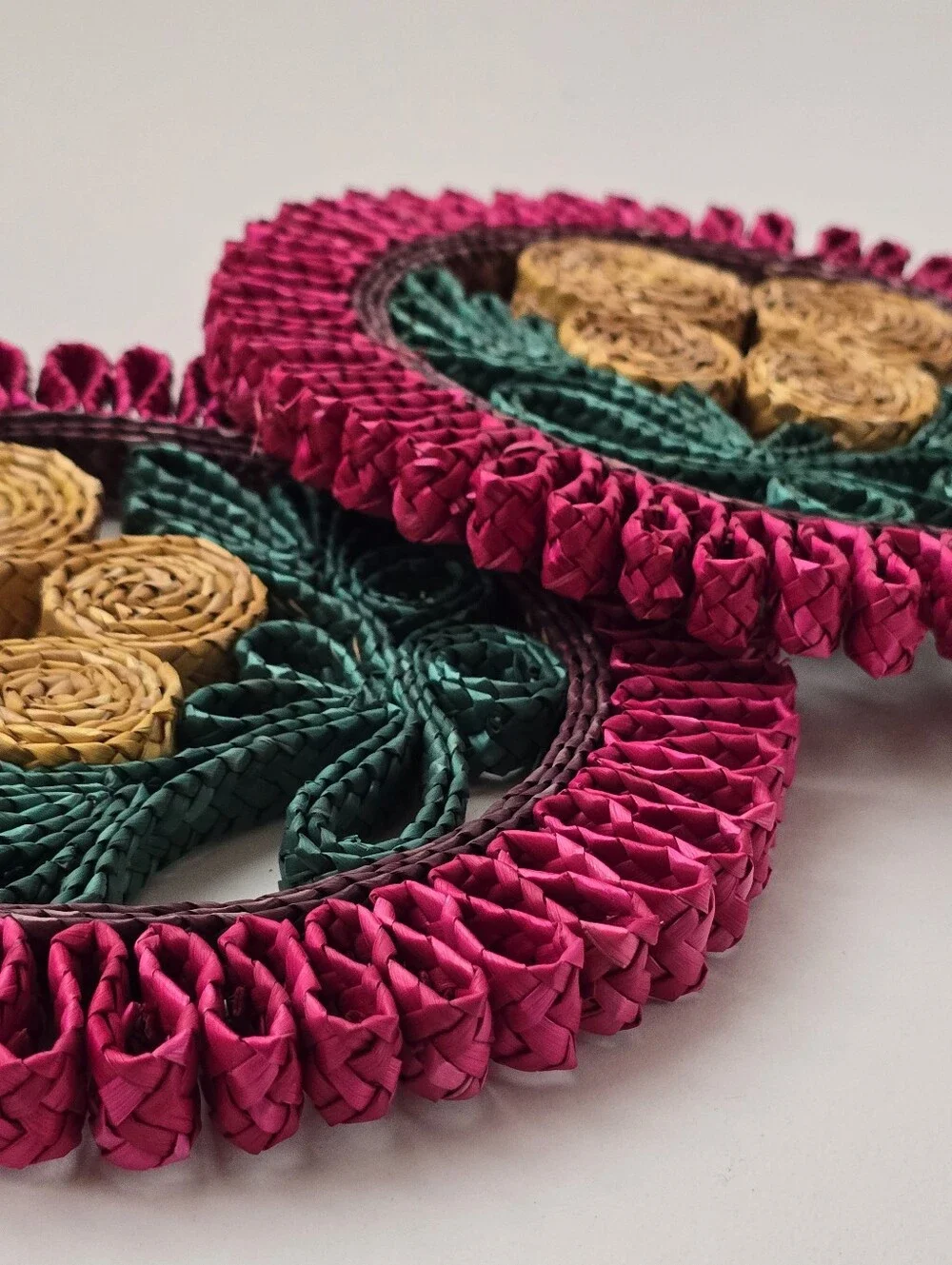 Boho Floral Woven Trivets Set of 2 Handmade Hot Pads Bohemian Kitchen Decor